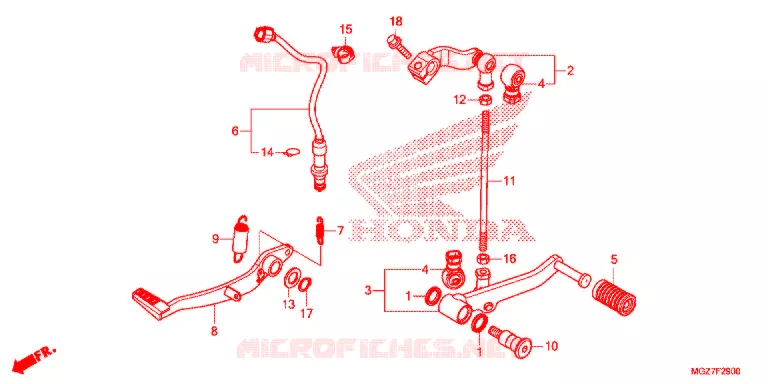 HOOFD STANDAARD/REMPEDAAL Honda MOTO 500 CB 2015  CB500XAF