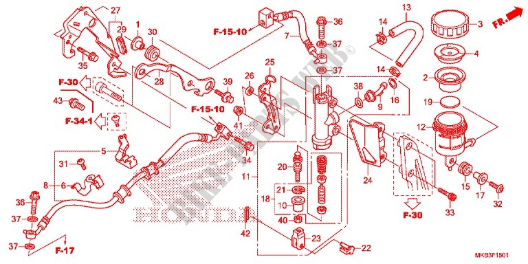 REMPOMP ACHTER voor Honda CBR 1000 RR CABS REPSOL 2015