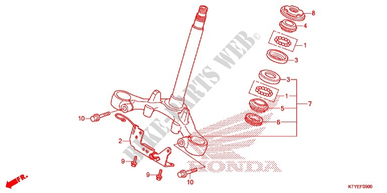 STURING STANG/BOVENSTE BRUG voor Honda CBR 125 WHITE 2015
