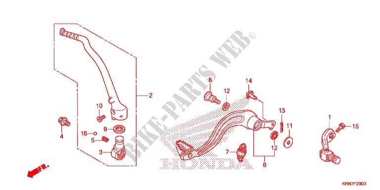PEDAAL/KICKSTARTER ARM voor Honda CRF 250 R 2016