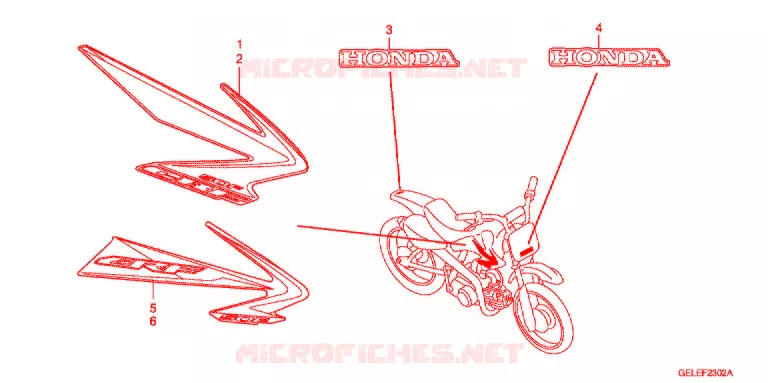 EMBLEEM/STREEP (CRF50F8/9/A) Honda MOTO 50 CRF 2008  CRF50F8