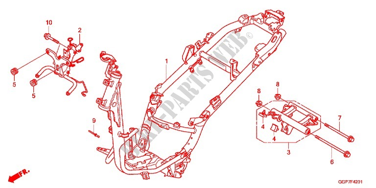 FRAME CHASSIS (NSC502WH/T2) voor Honda VISION 50 R TRICOLORE 2015