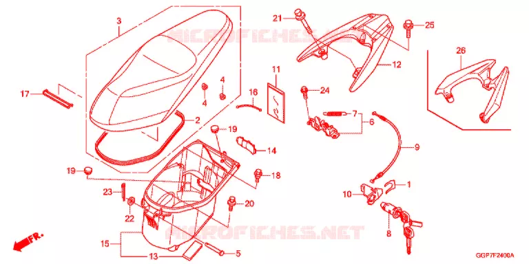 ZITTING/BAGAGEBOX Honda SCOOTER 50 VISION 2015  NSC50T2F