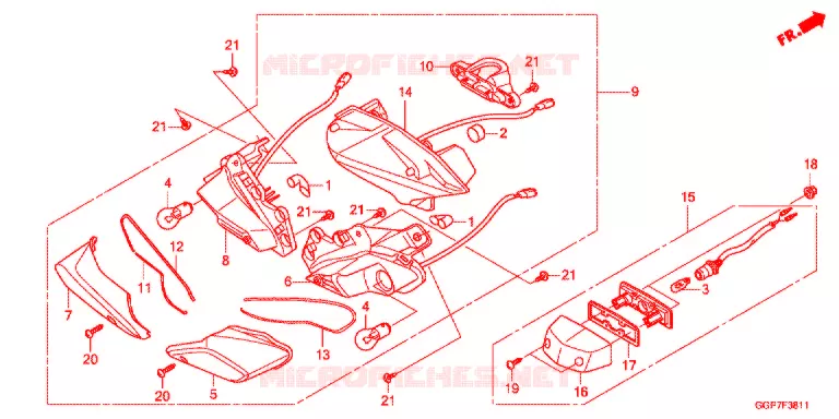 ACHTER COMBINATIE LICHT (NSC502WH/T2) Honda SCOOTER 50 VISION 2015  NSC50T2F