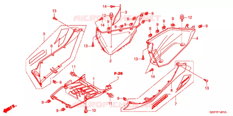 ZIJDE ROK/MIDDEN AFDEKKING (NSC502WH/T2) Honda SCOOTER 50 VISION 2015  NSC50T2F