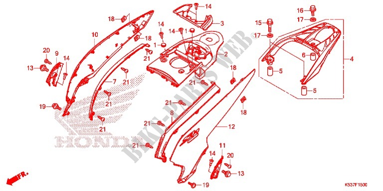 KONTPANEEL MIDDEN / BAGAGE REK voor Honda SH 300 I ABS 2015