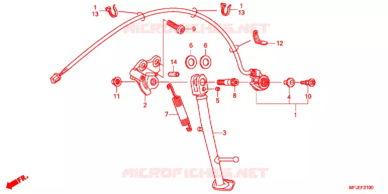 HOOFD STANDAARD/REMPEDAAL Honda MOTO 600 CBR 2012  CBR600RAC