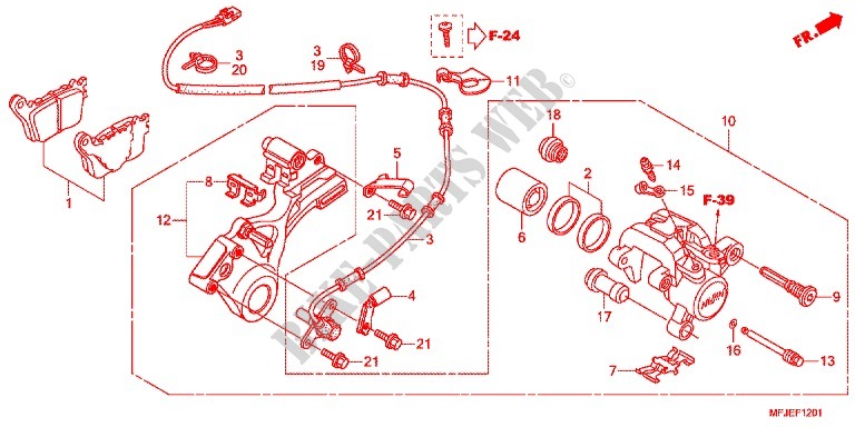 REMKLAUW ACHTER voor Honda CBR 600 R ABS ROUGE 2012