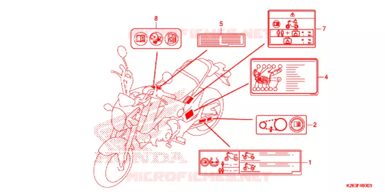 WAARSCHUWINGSLABEL (E,ED,F) Honda MOTO 125 MSX 2015  MSX125F