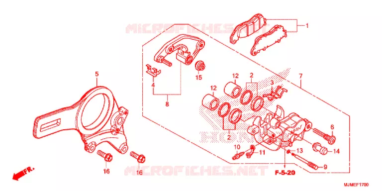 ACHTER REMKLAUW Honda MOTO 800 CROSSRUNNER 2015  VFR800XF