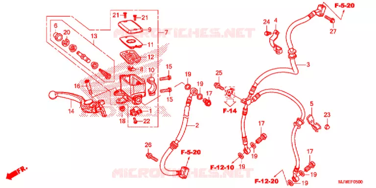 VOOR REM HOOFD CILINDER Honda MOTO 800 CROSSRUNNER 2015  VFR800XF