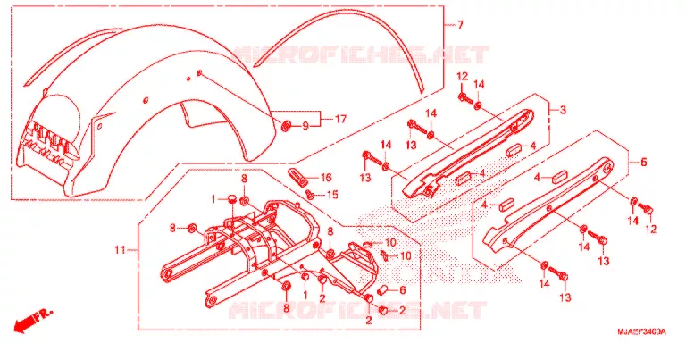 ACHTERSPATBORD  (VT750CS/C) Honda MOTO 750 SHADOW 2015  VT750CSF