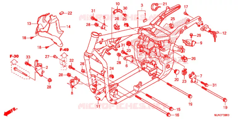FRAME CHASSIS (VT750CS/C2B/C2S/C) Honda MOTO 750 SHADOW 2015  VT750CSF