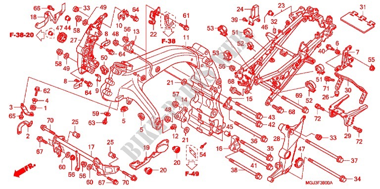 FRAME CHASSIS voor Honda CBF 1000 F ABS 98HP 2011