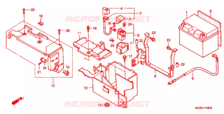 BEDRADINGSBUNDEL/ACCU Honda MOTO 750 VT 2002  VT750DC2