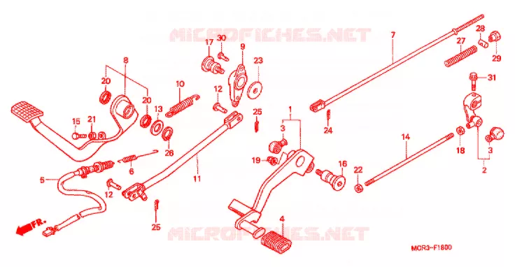 HOOFD STANDAARD/REMPEDAAL Honda MOTO 750 VT 2002  VT750DC2