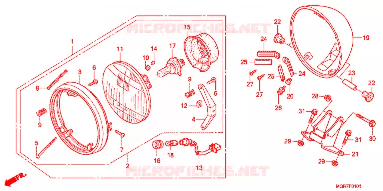 KOPLAMP (ED,F,U) Honda MOTO 750 VT 2011  VT750SB