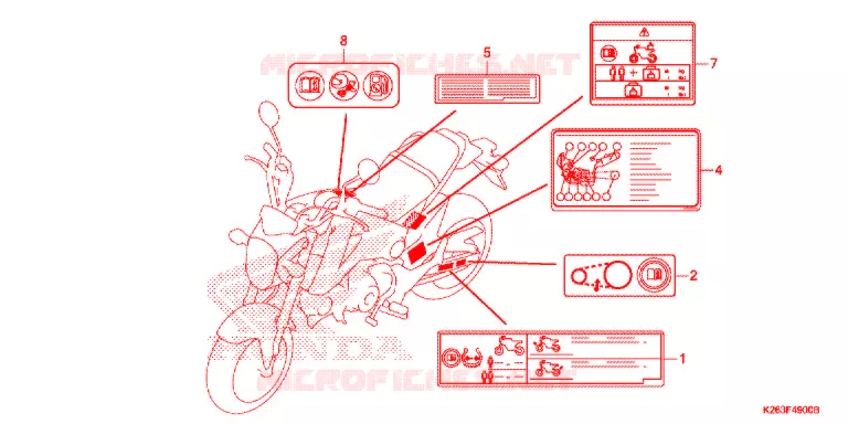 WAARSCHUWINGSLABEL (E,ED,F) Honda MOTO 125 MSX 2013  MSX125D