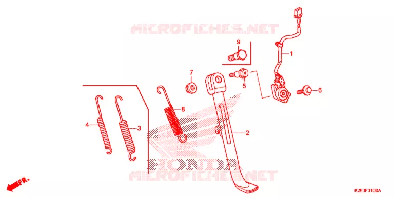 HOOFD STANDAARD/REMPEDAAL Honda MOTO 125 MSX 2013  MSX125D