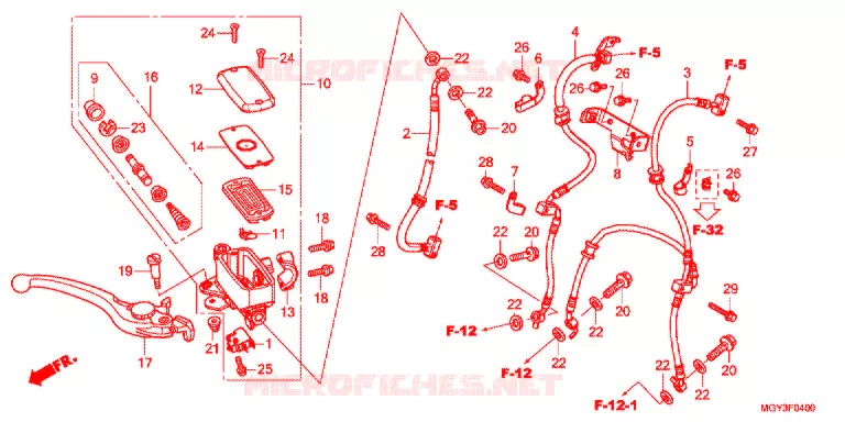 VOORREM HOOFDCILINDER Honda MOTO 800 CROSSRUNNER 2012  VFR800XC