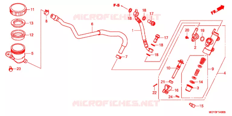 ACHTER REM HOOFD CILINDER Honda MOTO 800 CROSSRUNNER 2012  VFR800XC