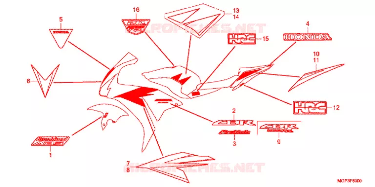 EMBLEEM/STREEP (CBR1000RRC/RAC) Honda MOTO 1000 CBR 2012  CBR1000RAC