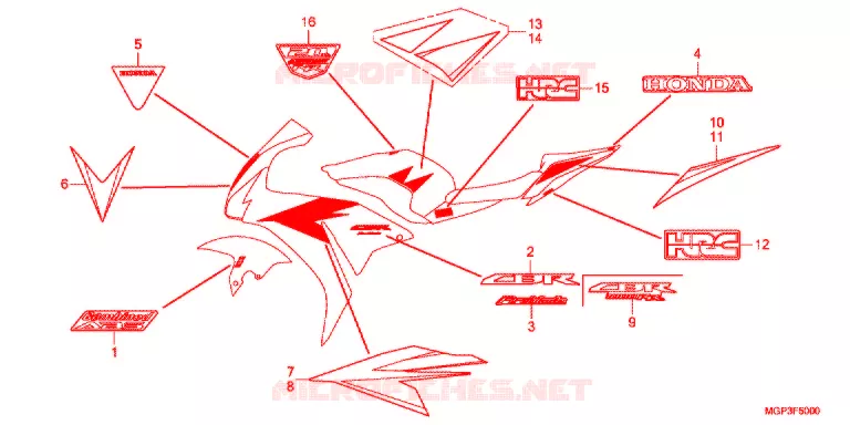 EMBLEEM/STREEP (CBR1000RRC/RAC) Honda MOTO 1000 CBR 2012  CBR1000RAC