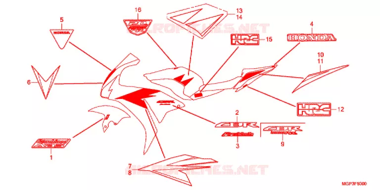 EMBLEEM/STREEP (CBR1000RRC/RAC) Honda MOTO 1000 CBR 2012  CBR1000RAC