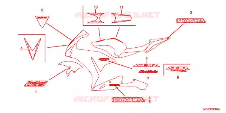 EMBLEEM/STREEP (CBR1000RRD/E/RAD/E) Honda MOTO 1000 CBR 2014  CBR1000RRE