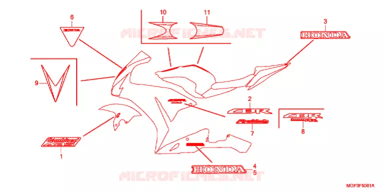 EMBLEEM/STREEP (CBR1000RRD/E/RAD/E) Honda MOTO 1000 CBR 2014  CBR1000RRE