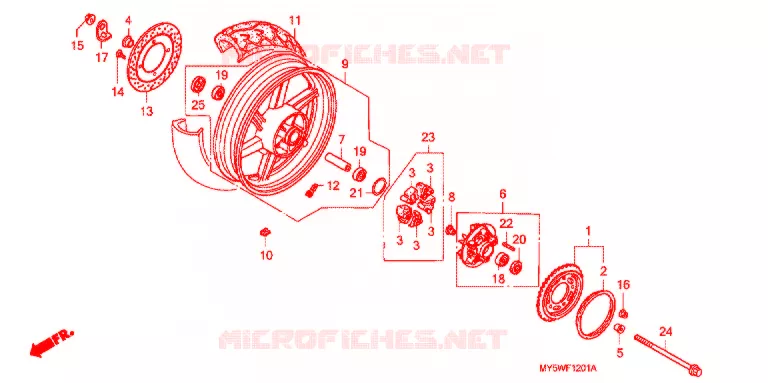 ACHTER WIEL (2) Honda MOTO 500 CB 2000  CB500Y