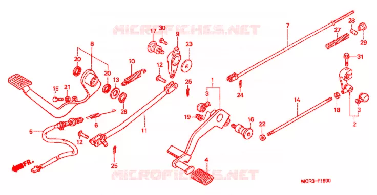 HOOFD STANDAARD/REMPEDAAL Honda MOTO 750 SHADOW 2001  VT750DC1