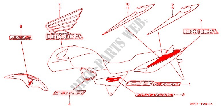 EMBLEEM/STREEP (CB1300/A/F/F1) voor Honda CB 1300 ABS 2005