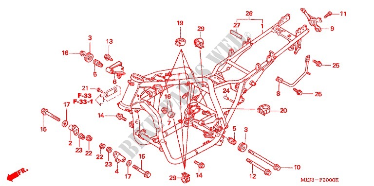 FRAME CHASSIS voor Honda CB 1300 ABS BLACK 2005