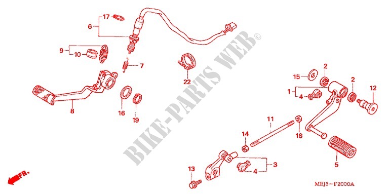 HOOFD STANDAARD/REMPEDAAL voor Honda CB 1300 ABS 2007