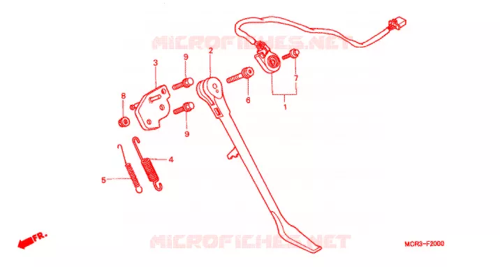 HOOFD STANDAARD/REMPEDAAL Honda MOTO 750 VT 2002  VT750DC2