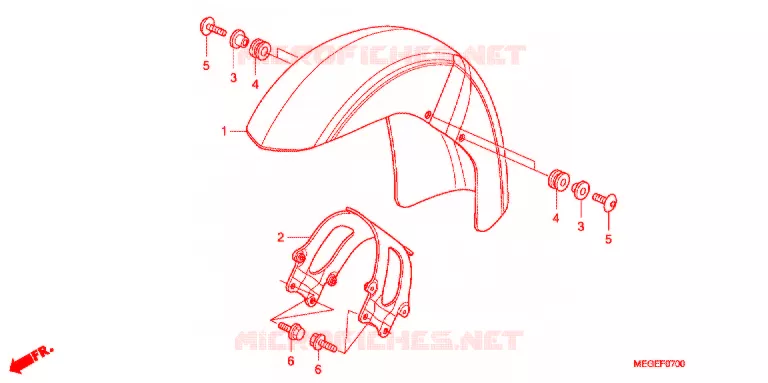 VOORSPATBORD Honda MOTO 750 SHADOW 2008  VT750C8