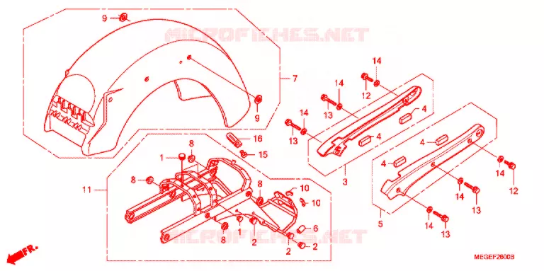 ACHTER STROOMLIJNKAP/VASTHOUDRAIL Honda MOTO 750 SHADOW 2008  VT750C8