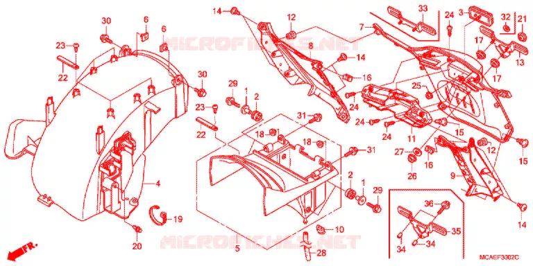 ACHTERSPATBORD  Honda MOTO 1800 GOLD-WING 2014  GL1800E