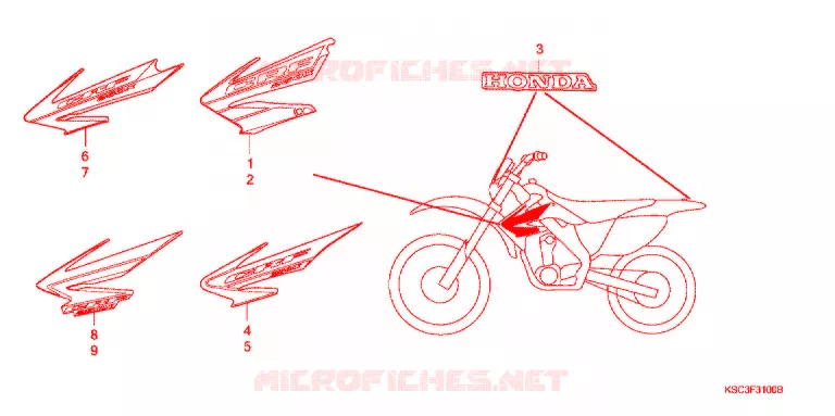 EMBLEEM/STREEP (CRF250X4/5/6/7) Honda MOTO 250 CRF 2006  CRF250X6