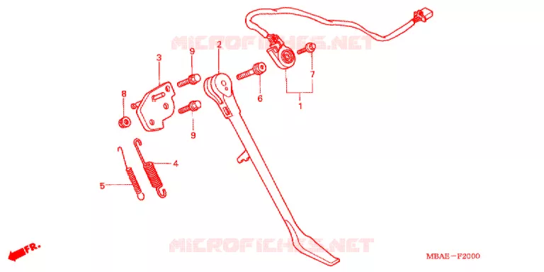 HOOFD STANDAARD/REMPEDAAL Honda MOTO 750 SHADOW 2001  VT750C21
