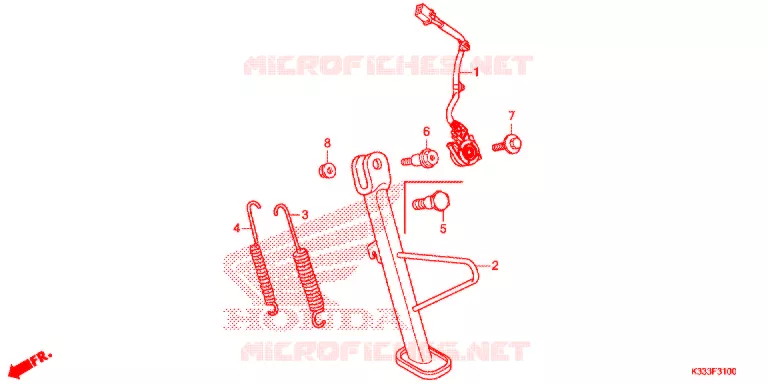HOOFD STANDAARD/REMPEDAAL Honda MOTO 300 CBR 2016  CBR300RAG