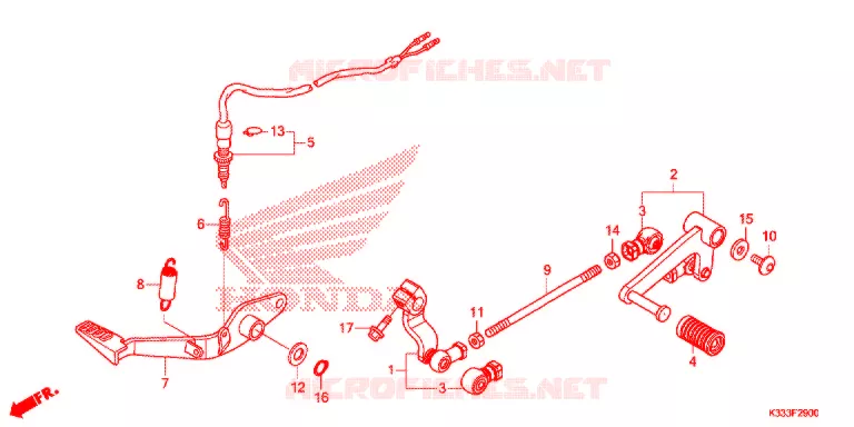 HOOFD STANDAARD/REMPEDAAL Honda MOTO 300 CBR 2016  CBR300RAG