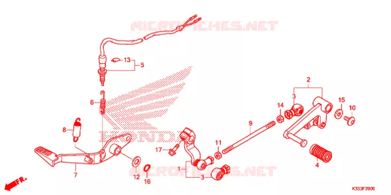 HOOFD STANDAARD/REMPEDAAL Honda MOTO 300 CBR 2016  CBR300RAG