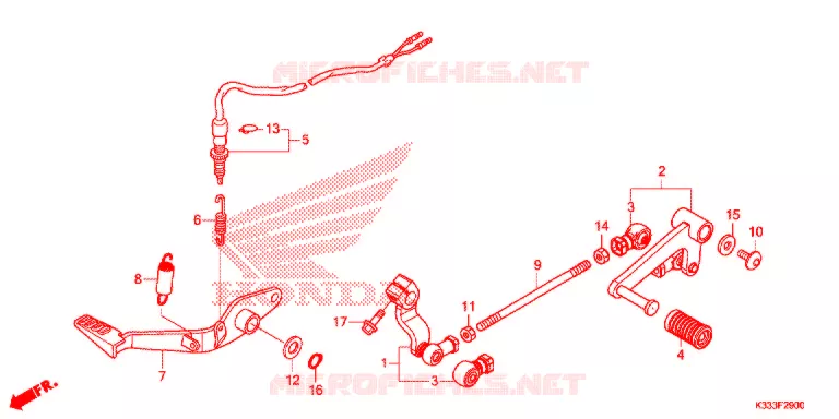 HOOFD STANDAARD/REMPEDAAL Honda MOTO 300 CBR 2016  CBR300RAG