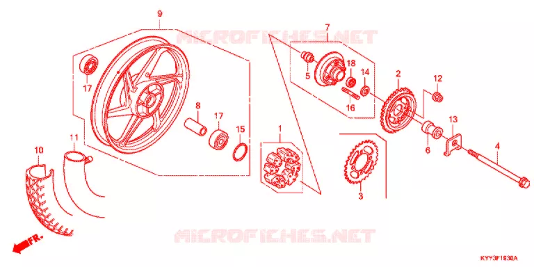 ACHTER WIEL (MOULURE) Honda MOTO 125 ACE 2015  CGX125SHF