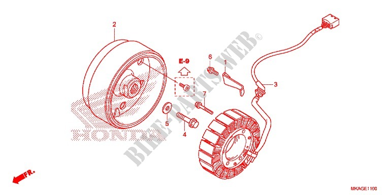 LINKS KRUKAS AFDEKKING/ GENERATOR(2) voor Honda NC 750 S ABS 2016