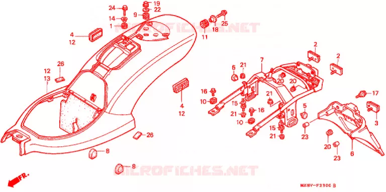 ACHTERSPATBORD  (1) Honda MOTO 600 SHADOW 1999  VT600CX