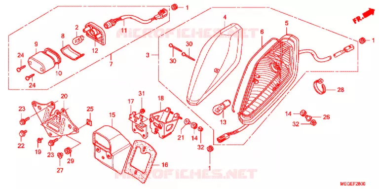 ACHTERLICHT(2) Honda MOTO 750 SHADOW 2010  VT750CSA