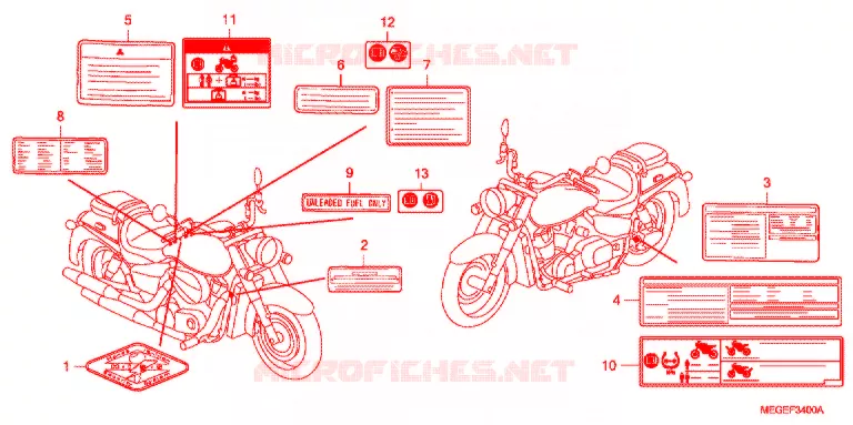 WAARSCHUWINGSLABEL(1) Honda MOTO 750 SHADOW 2011  VT750CSA